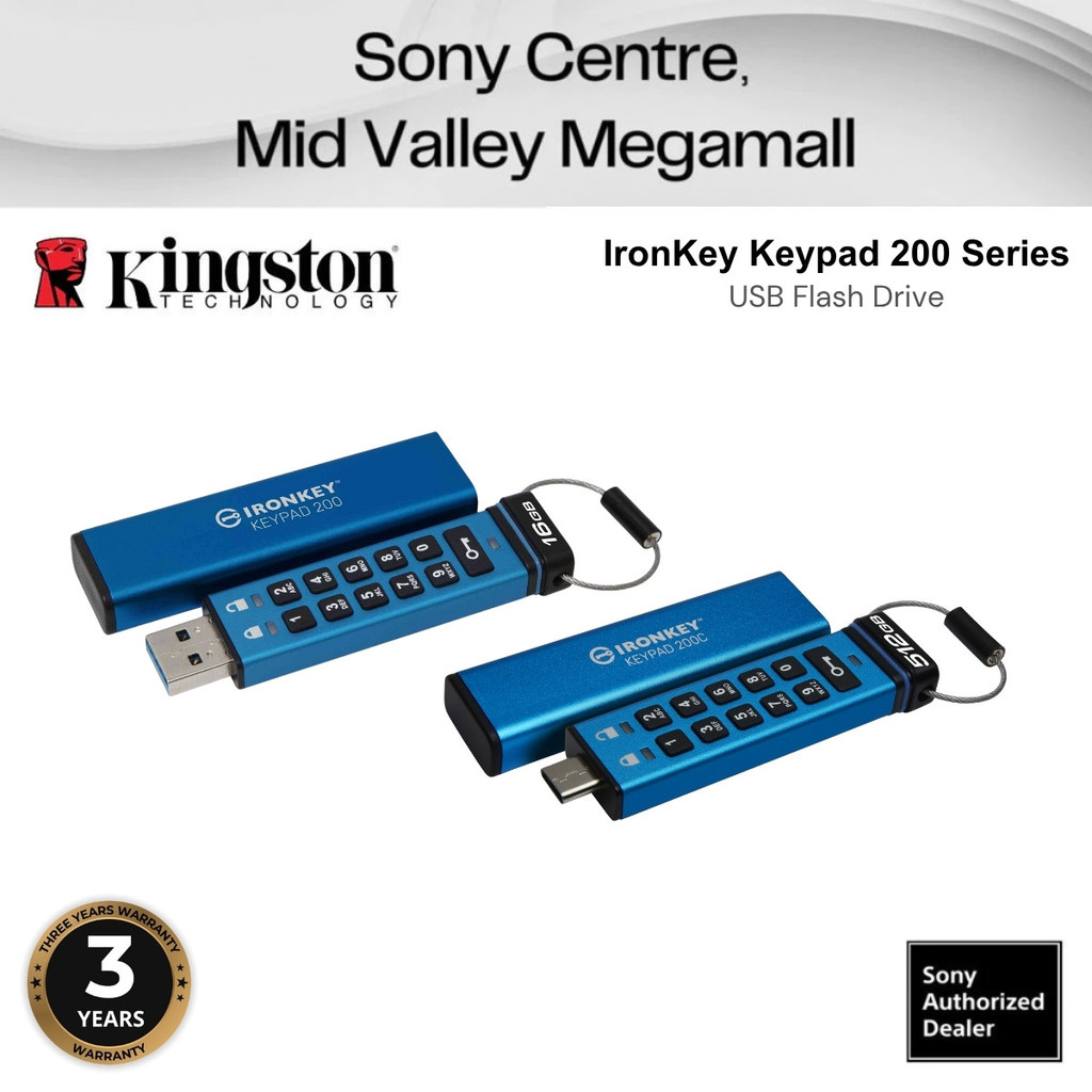Kingston IronKey Keypad 200 Series USB Flash Drive 200C (16GB/32GB/64GB ...