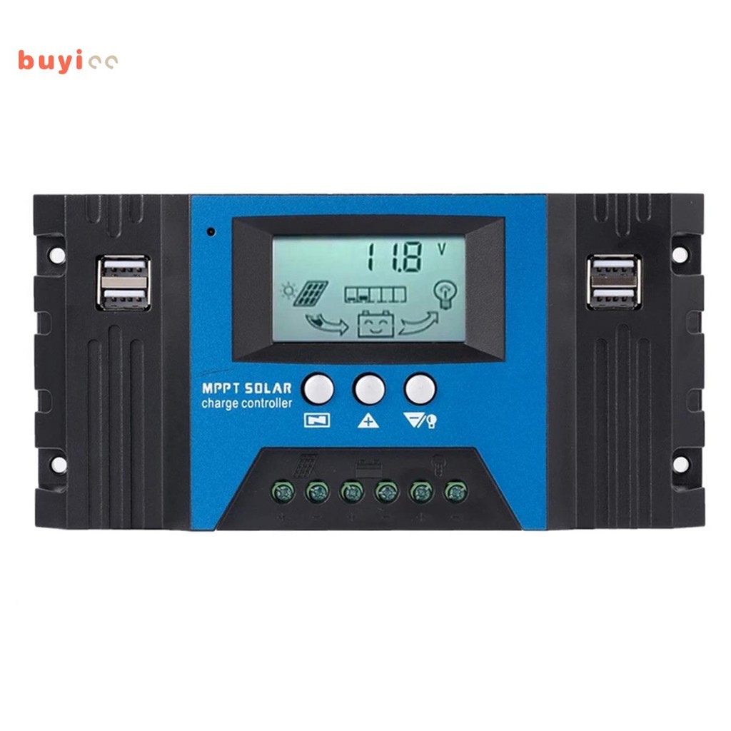 100A MPPT Solar Charge Controller Dual USB LCD Display 12V/24V Auto ...