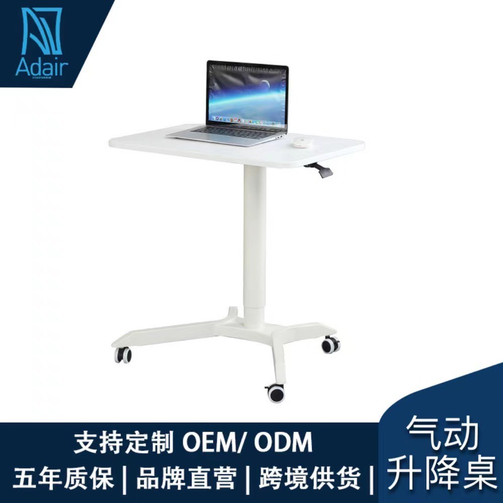 Pneumatic Lifting Table Lifting Standing Movable Computer Desk White ...