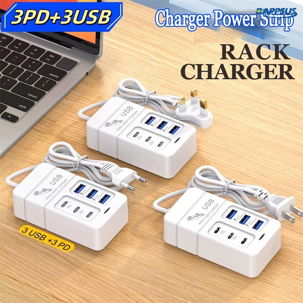 35W USB Type C Charger Fast Charging 6 Ports Desktop Multifunction ...