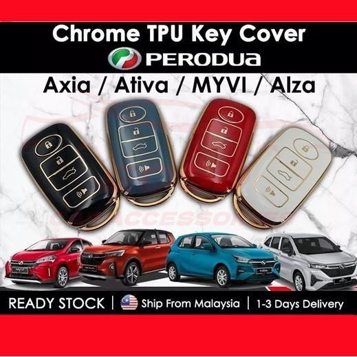 Perodua Key Cover Chrome Reflection TPU Car Key Remote Casing Sarung ...