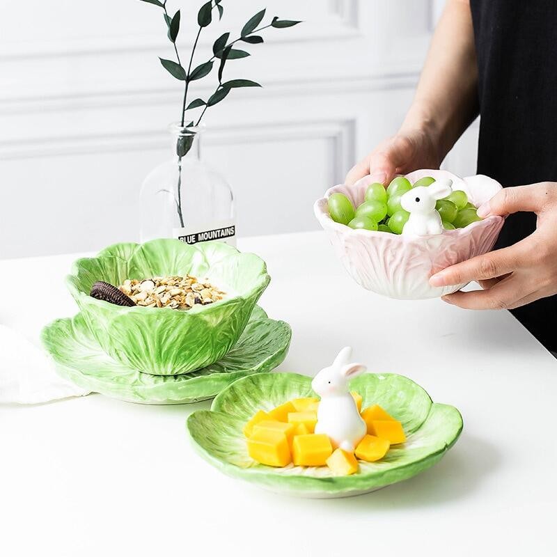 Ceramic Children's Tableware Cute Rabbit Cabbage Bowls Cartoon Hand ...
