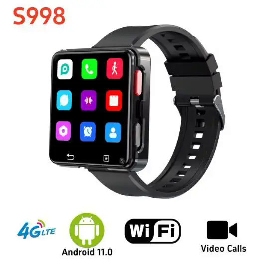S998 4G Sim Card Android 11.0 OS Smart Watch WIFI 2.64 inch Big Screen 500W Dual Camera MTK6739 GPS 1200mAh Battery Smartwatch Shopee Malaysia