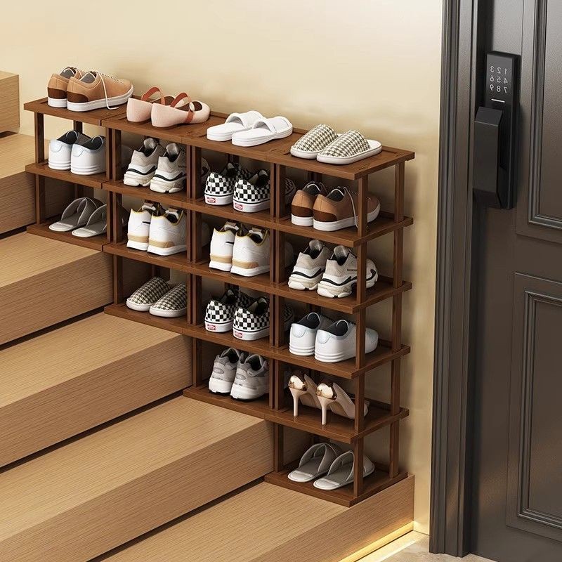 Stair shoe rack Stepped narrow high door rack Put the corner of the ...