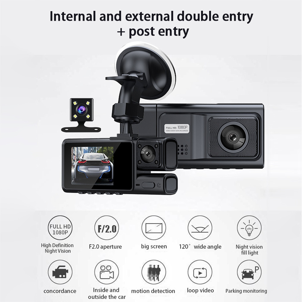 3 Channel Car DVR G-Sensor HD 1080P Vehicle Video Recorder WiFi Driving ...