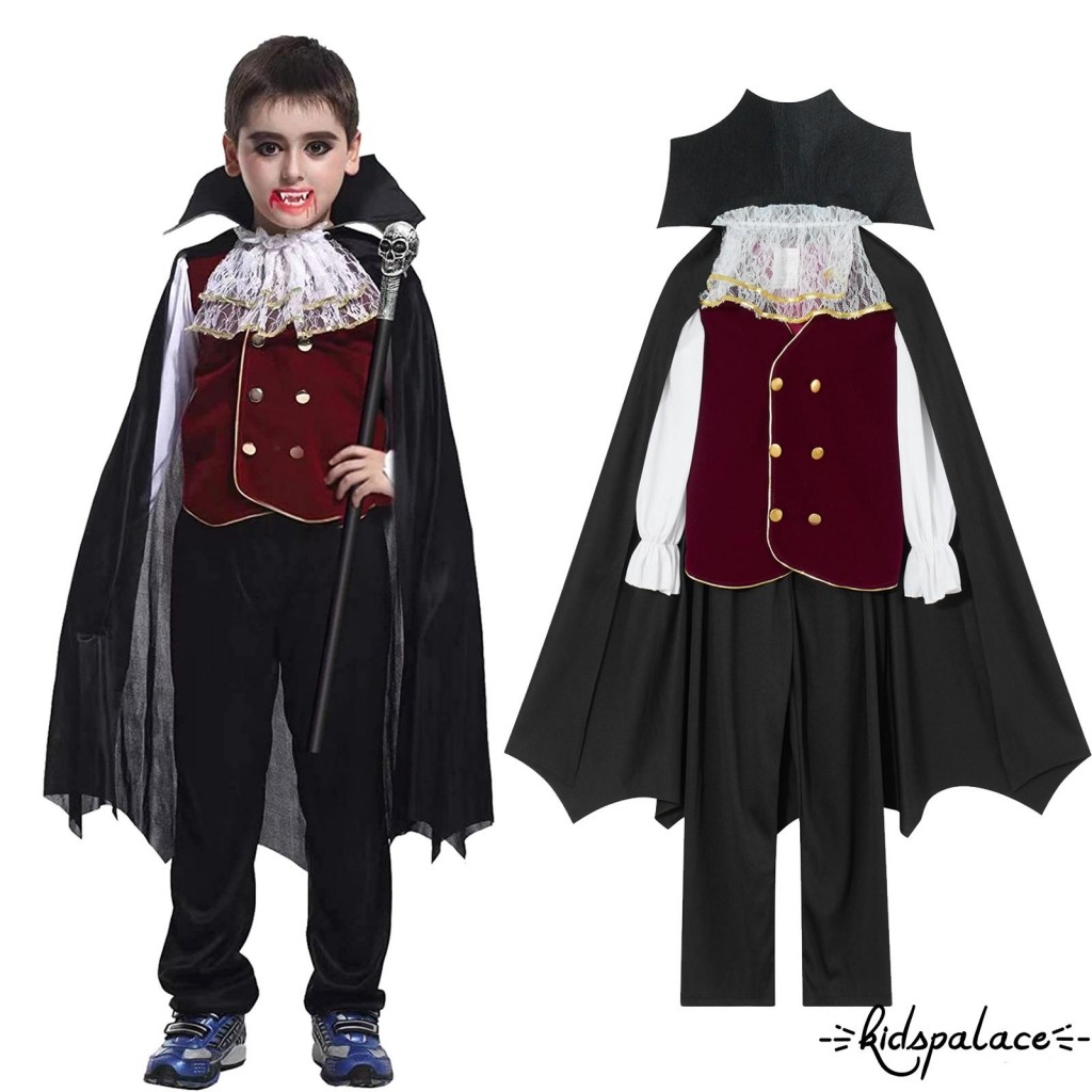 BbQ-Kids Boys Halloween Costume Long Sleeve Top Pants Cape Collar ...