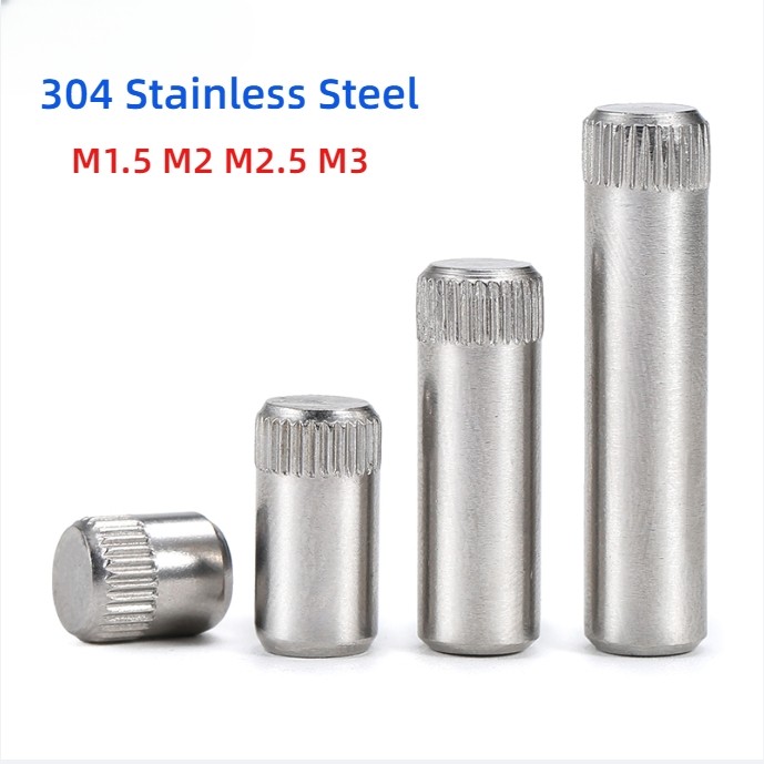 M1.5 M2 M2.5 M3 304 Stainless Steel Knurled Cylinder Pin Shaft Pin ...