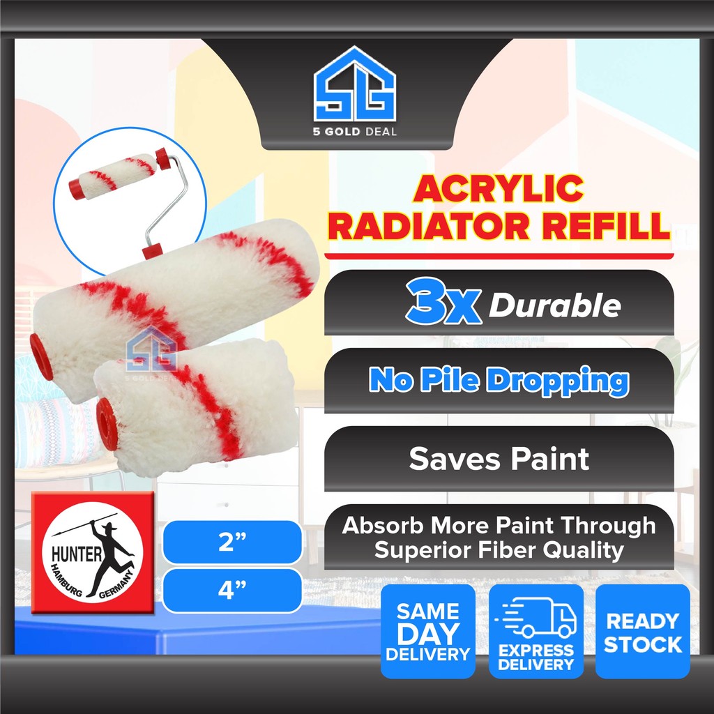 HUNTER High Quality Acrylic Paint Roller Refill Paint Radiator Refill 2 ...