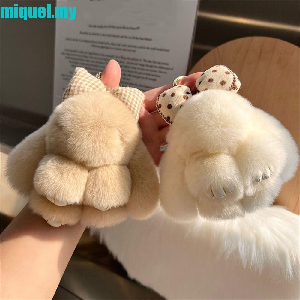 MIQUEL Bunny Keychain, Pompoms Cute Fluffy Rabbit Fur Keychain