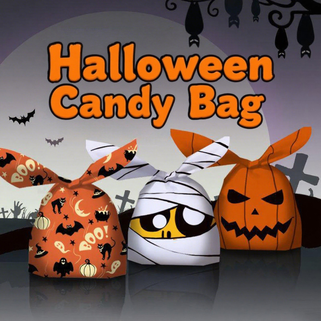 10/20Pcs Halloween Candy Bags with Rabbit Ear Pumpkin Night Beast Snack ...