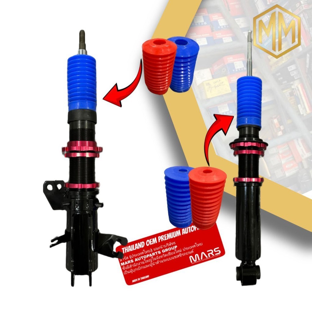 MARS ABSORBER DUST COVER BOOT RED & BLUE UNIVERSAL ADJUSTABLE FOR 20MM ...