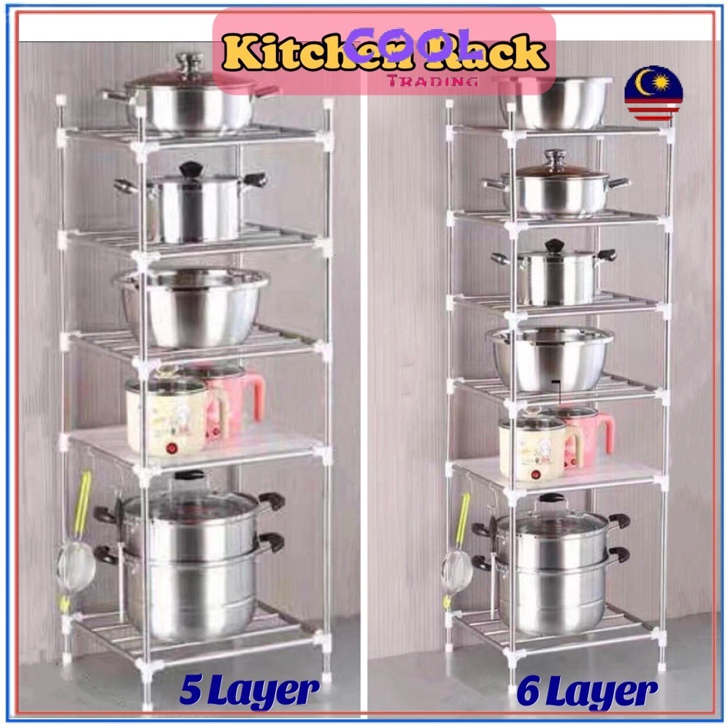PPP Stainless Steel Kitchen Storage Rack Hot Pot Racks Shelf Shelves ...