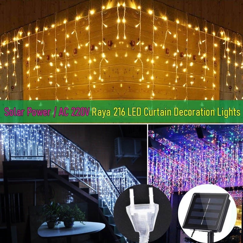 Raya 5.2 Meters 216 LED Icicle Curtain String Lights Droop 40 60 cm ...