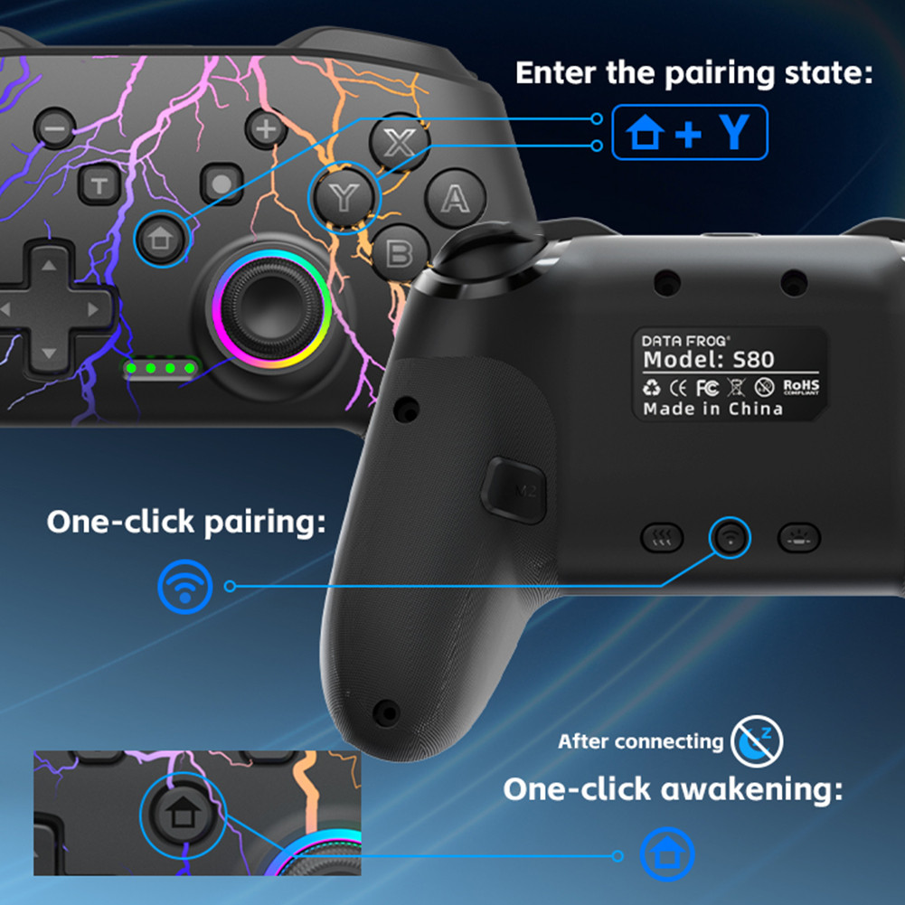Bluetooth-Compatible RGB Wireless Controller for Switch/Switch Lite ...
