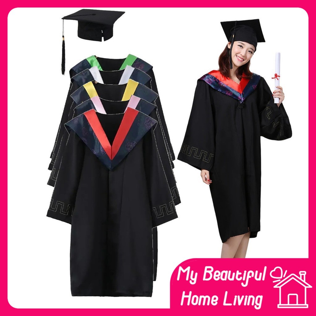 (TASSLE HAT + STOLE) MBHL 3 in 1 Set Women Graduation Gown Jubah ...