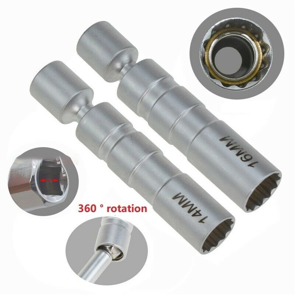 SWEETBB 14&16MM Spark Plug Socket Wrench Thin Wall 3/8\" Drive For For
