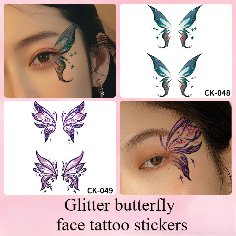 Colorful Fantasy Butterfly Glitter Tattoo Stickers Female High-End Cute ...