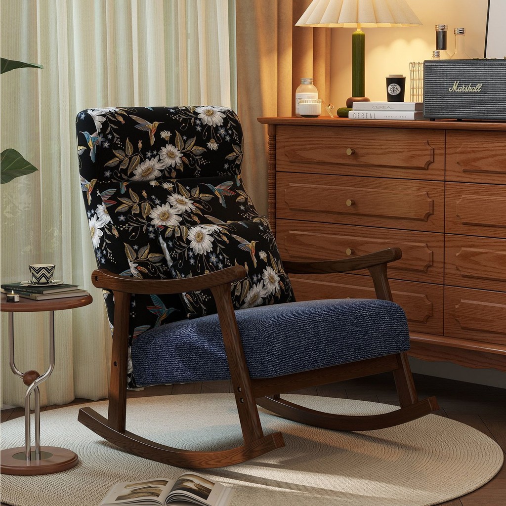 Solid Wood Rocking Chair Adult Retro Home Living Room Balcony Lazy ...