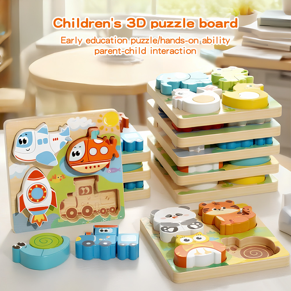 Bevavar Teka-Teki Kayu 3D 4 In 1 Animal Wooden Puzzle Thick Block ...