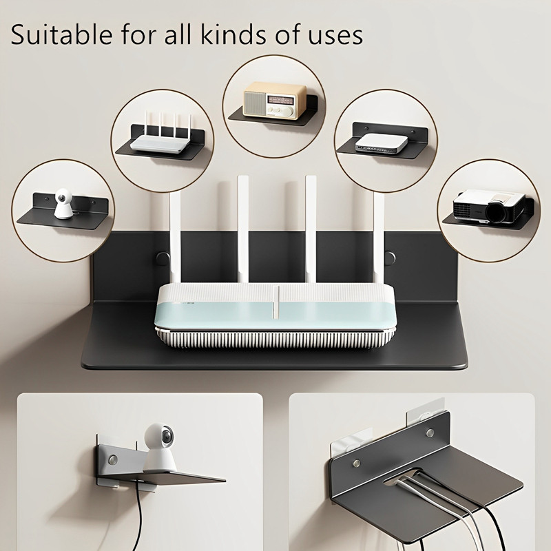 Wall Mounted Floating WiFi Router Storage Rack Projector Stand Holder ...