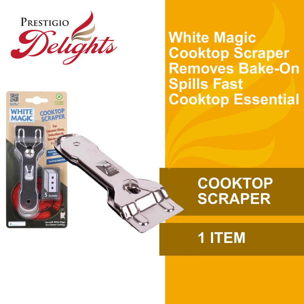 White Magic Cooktop Scraper Removes Bake-On Spills Fast Cooktop ...