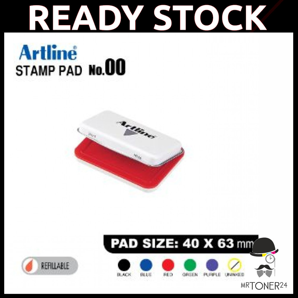 Artline Stamp Pad Stampad No. 00 Mini (Black / Blue / Red) Rubber Stamp ...