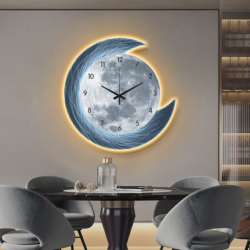 Glowing Moon Clock 16inch Moon Digital Wall Clock With LED