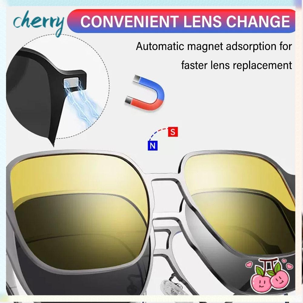 CHERRY 3 In 1 Glasses UV400 Night Vision Clips Magnetic Glasses ...