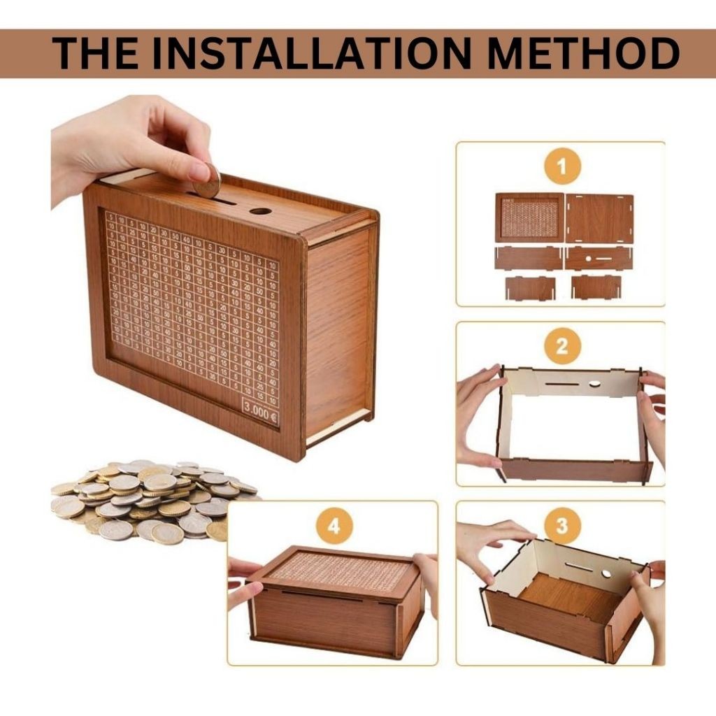 SJE Money Box Wooden Tabung Duit Kayu Kotak Simpanan Wang Tunai dengan ...