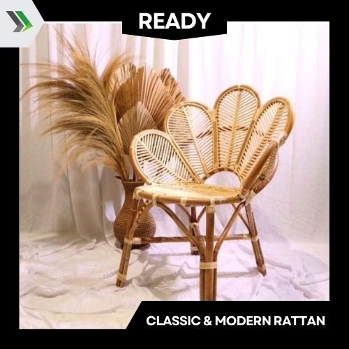 Natural RATTAN LEAF TERRACE CHAIR SET SEAT PILLOW / GENUINE MINIMALIST ...
