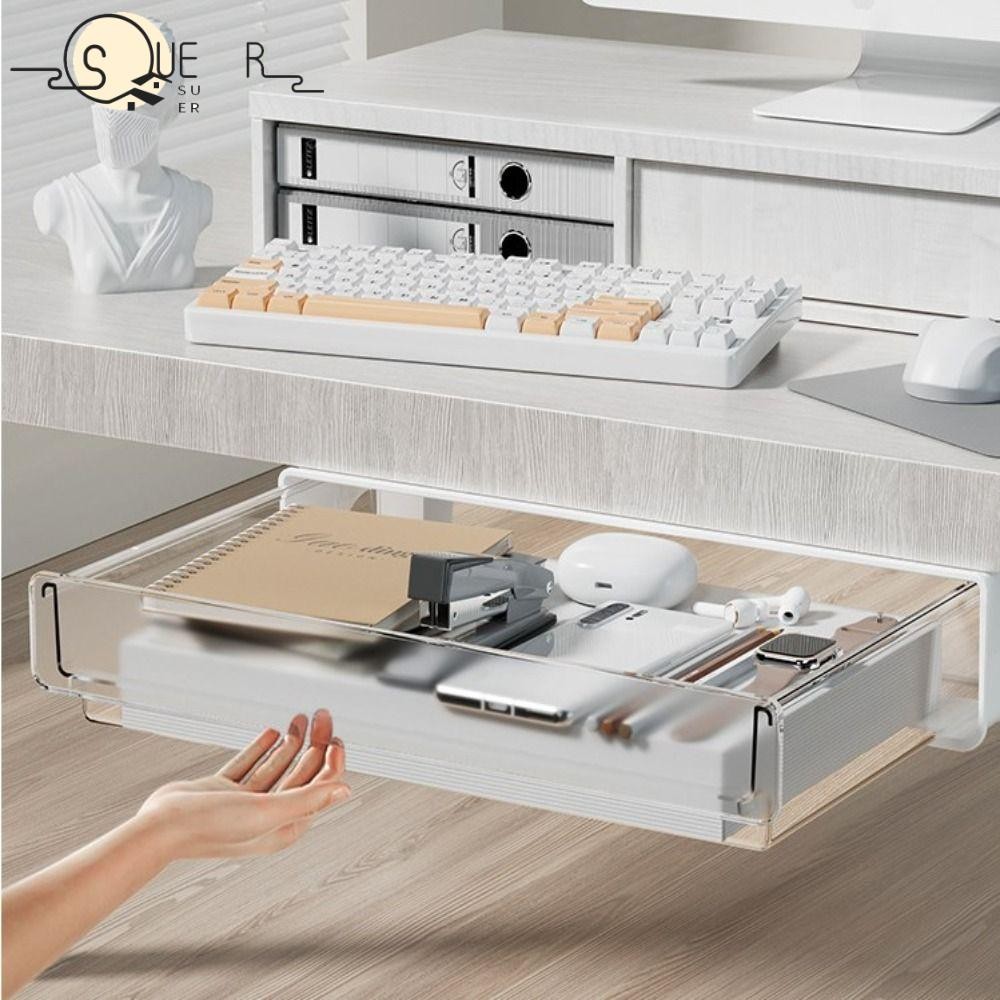 SUEREN Table Shelf Storage Box, Invisible Storage Hanging Undertable ...