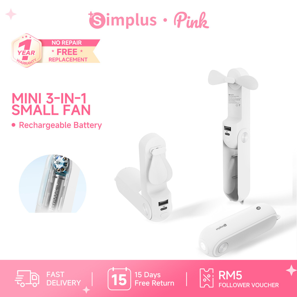 Simplus Pink Portable Foldable 3 Speed Levels Handheld Electric Small ...