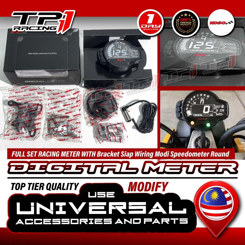 Digital Meter Set KOSO Universal Use Bike MS01 Full Set With Bracket ...