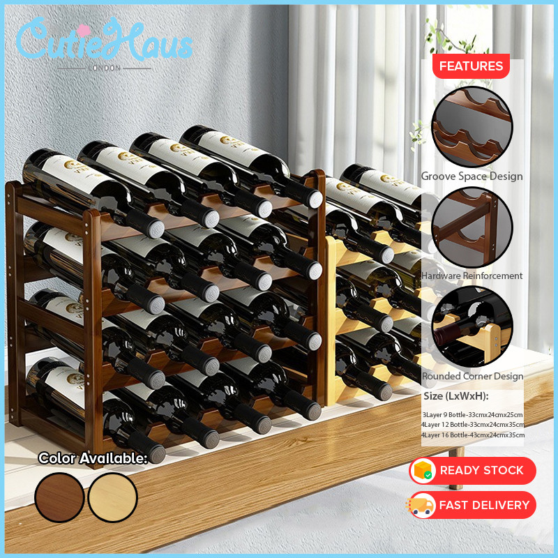 Cutiehaus 3/4 Layer Bamboo Wine Rack Wine Storage Racks Champagne ...