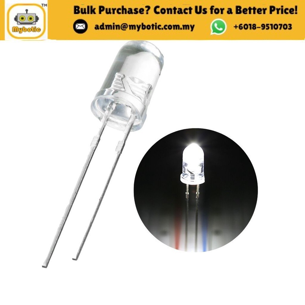 5MM ULTRA BRIGHT TRANSPARENT LED White | Shopee Malaysia