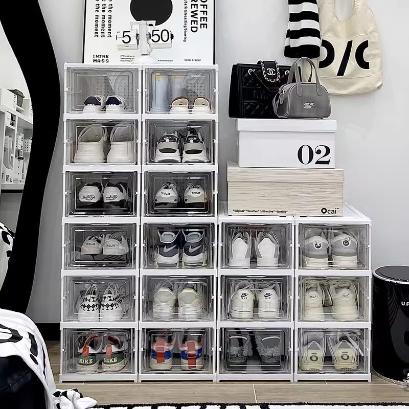 OHOHO Foldable Shoe box 3-11 Layers Free Installation Shoe Rack ...