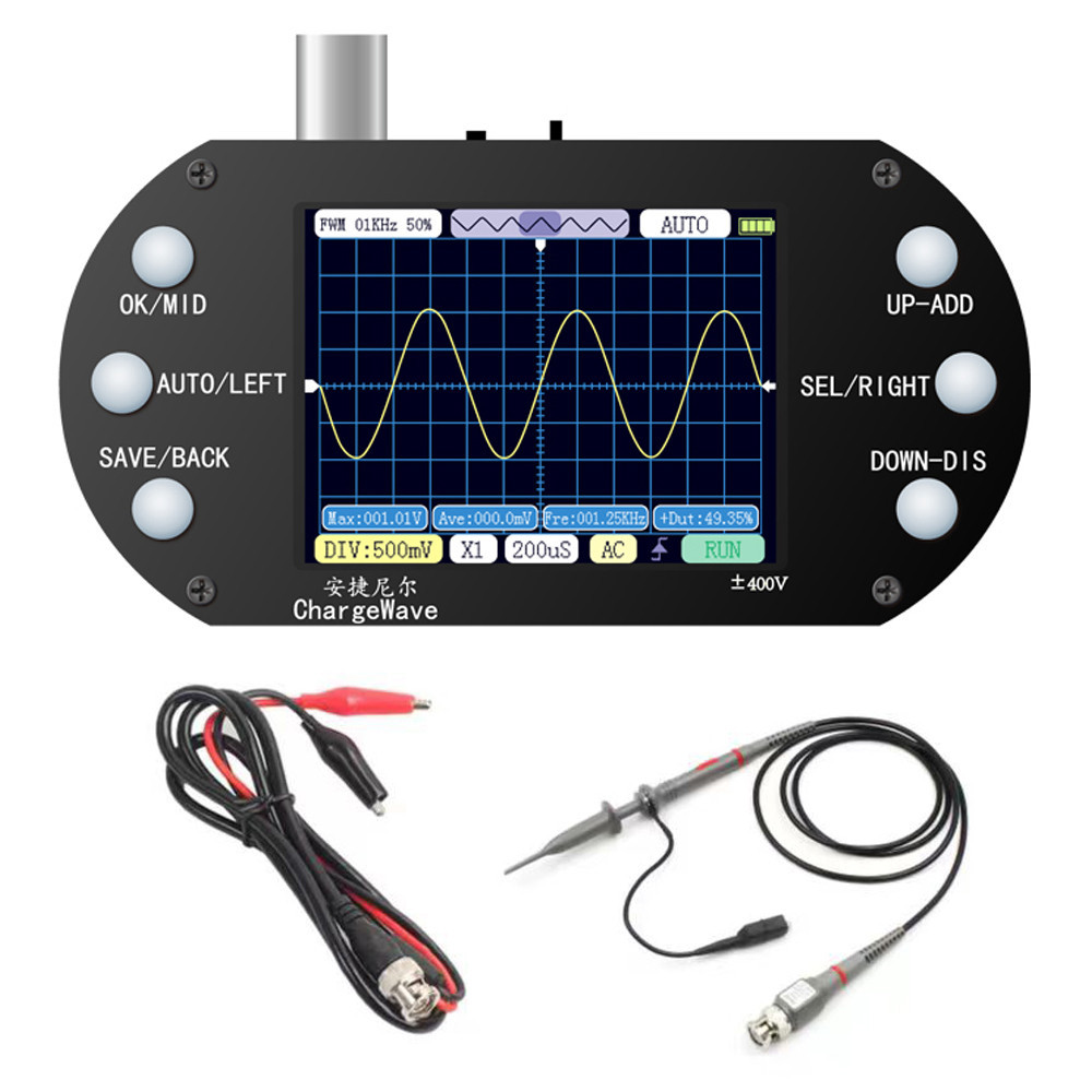 Handheld Oscilloscope 500KHz Bandwidth 2.5MSa/s Sine Wave/Square Wave