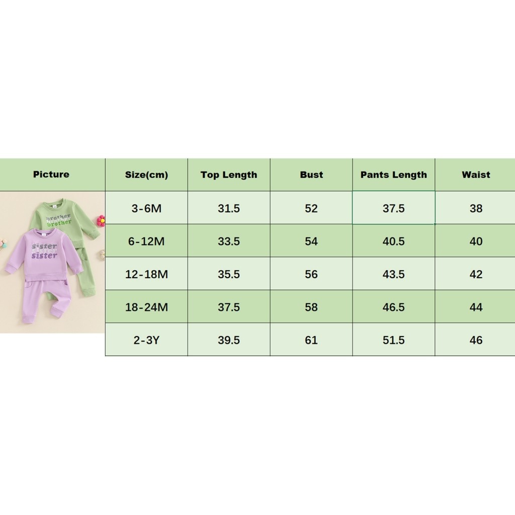 FASHIONBaby Brother Sister Matching 2 Piece Set Outfit Letter