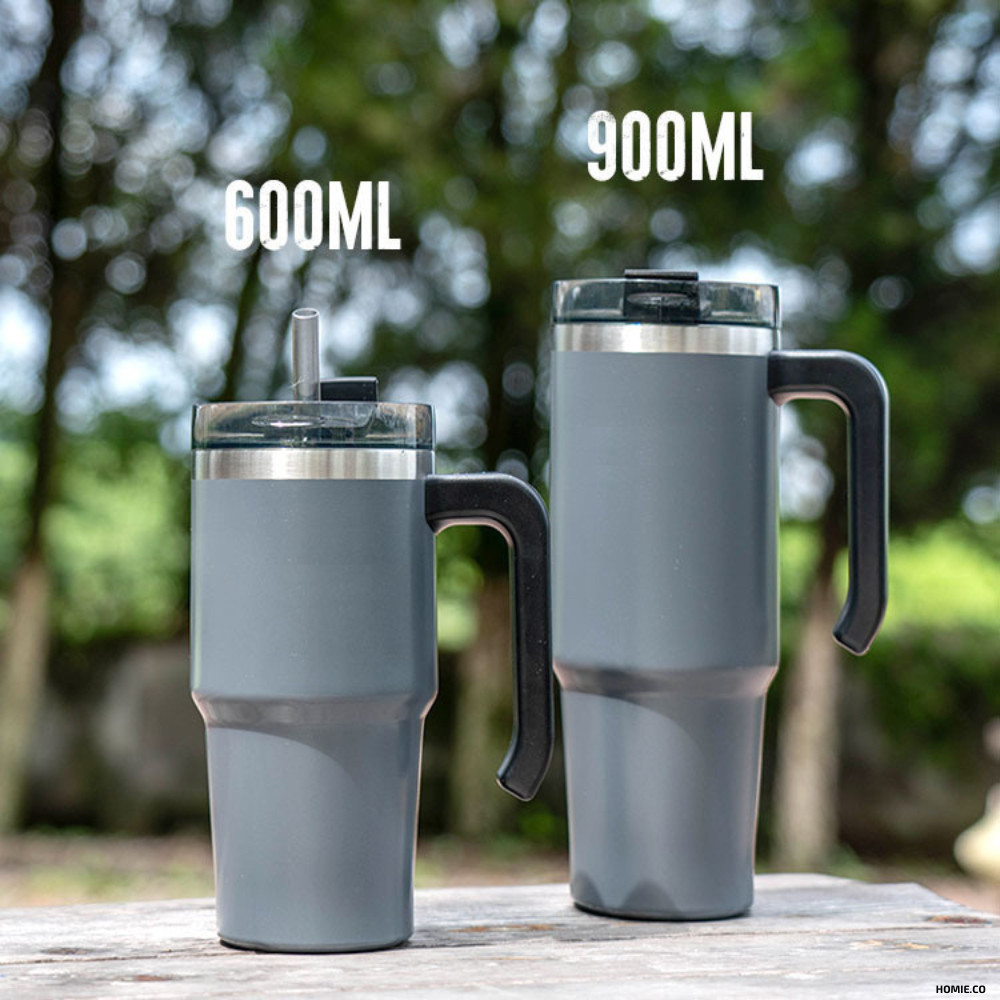 Handle Tumbler 304 Stainless Steel Thermos Vacuum Mug Bottle With Straw ...