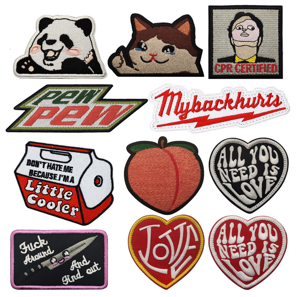 New Design Velcro Patch PEW Letter Badge Panda LOVE Heart Embroidered ...