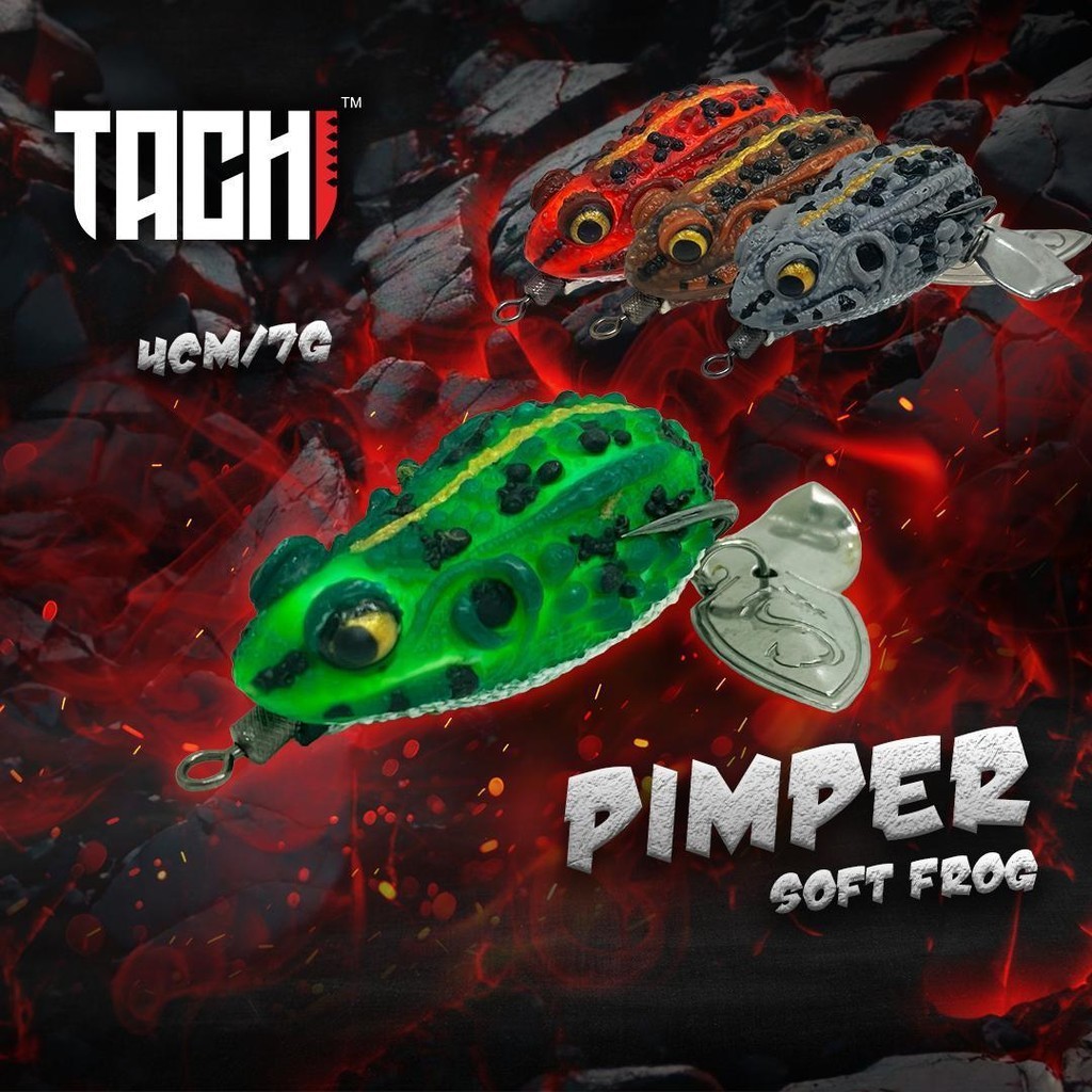 TACHI PIMPER Soft Frog Silicone Katak Top Water 4cm LV Blade Floating ...