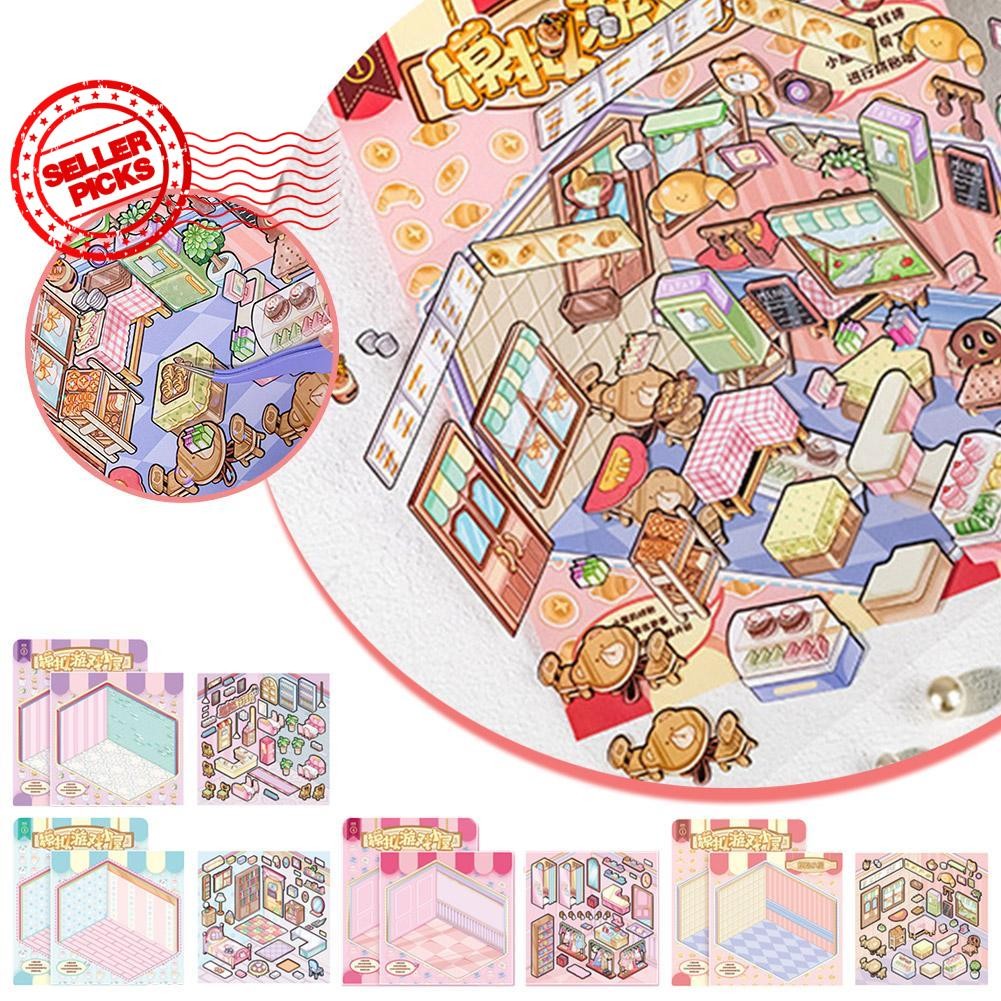 Cartoon Miniature Scene 3d Landscaping Stickers Visual House Stickers ...
