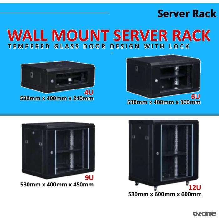4U 6U 9U 12U 19 Inch Network Cabinet Wall Mount Server Rack 530mm ...