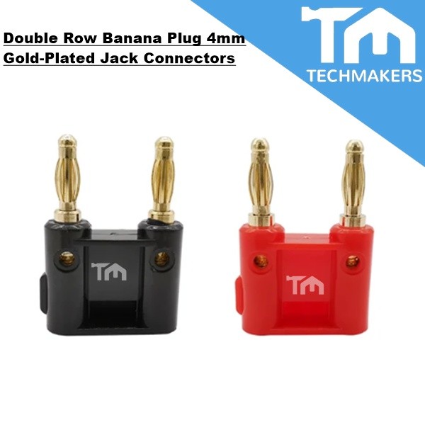 Double Row Banana Plug 4mm Gold-Plated Jack Connectors Binding Post Socket Test Probes for PowerSupply DMM Male