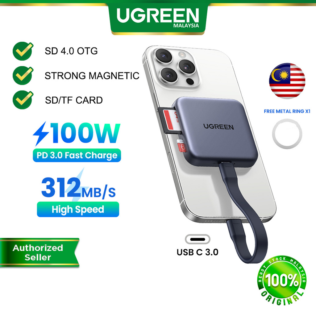 UGREEN Magnetic 3 in 1 USB C Card Reader SD 4.0 Ultra Fast Data ...