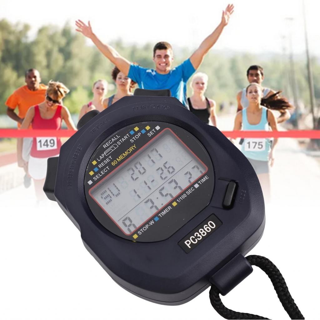Sports Stopwatch 3 Row 60 Lap Memory Multi Function Timer with ...