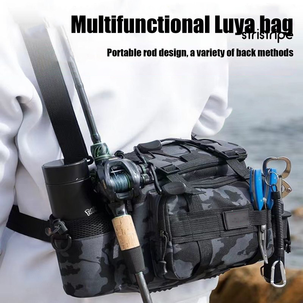 STR-Large Capacity Fishing Gear Bag Waterproof Oxford Cloth Multi ...