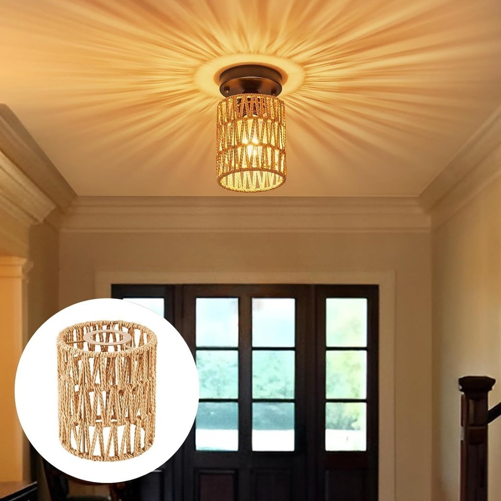 Rattan Hemp Rope Pendant Lights Dining Lamps Lampu Gantung Siling ...