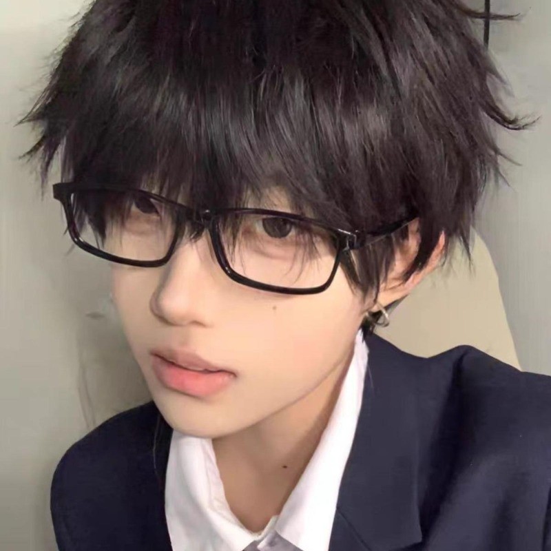 Short Straight Black Men Wigs with Bangs Synthetic Full Machine Wigs Natural Cosplay Anime Wigs for Party Wear Shopee Malaysia