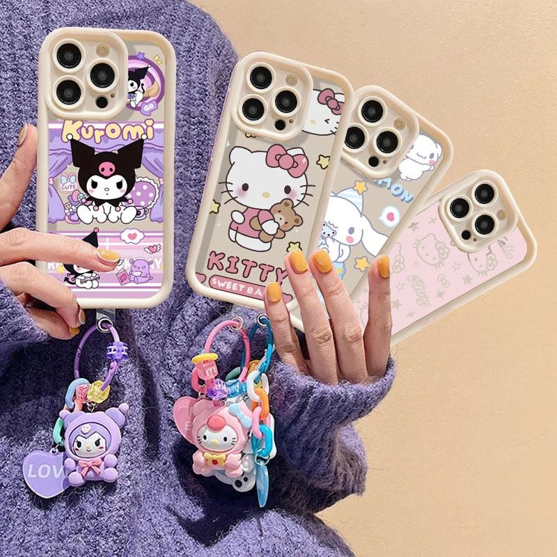 3D Sanrio Hello Kitty Kuromi Cinnamoroll Keychain Casing For IPhone 16